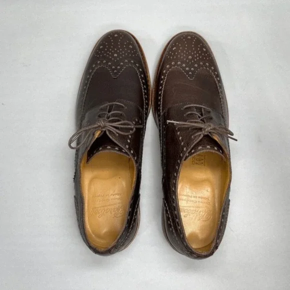 Paraboot Cousu Derby Men's Size 8.5 Brown Leather Wing Tip Goodyear Dress Shoes